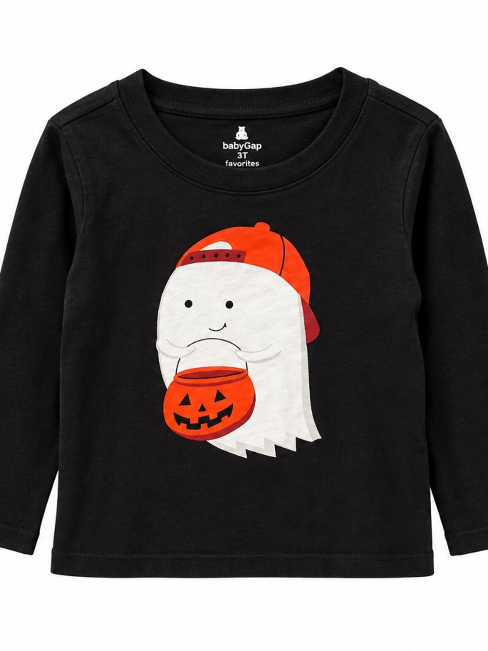 Baby GAP 3t Black Long-Sleeve Tee with Ghost & Pumpkin Graphic